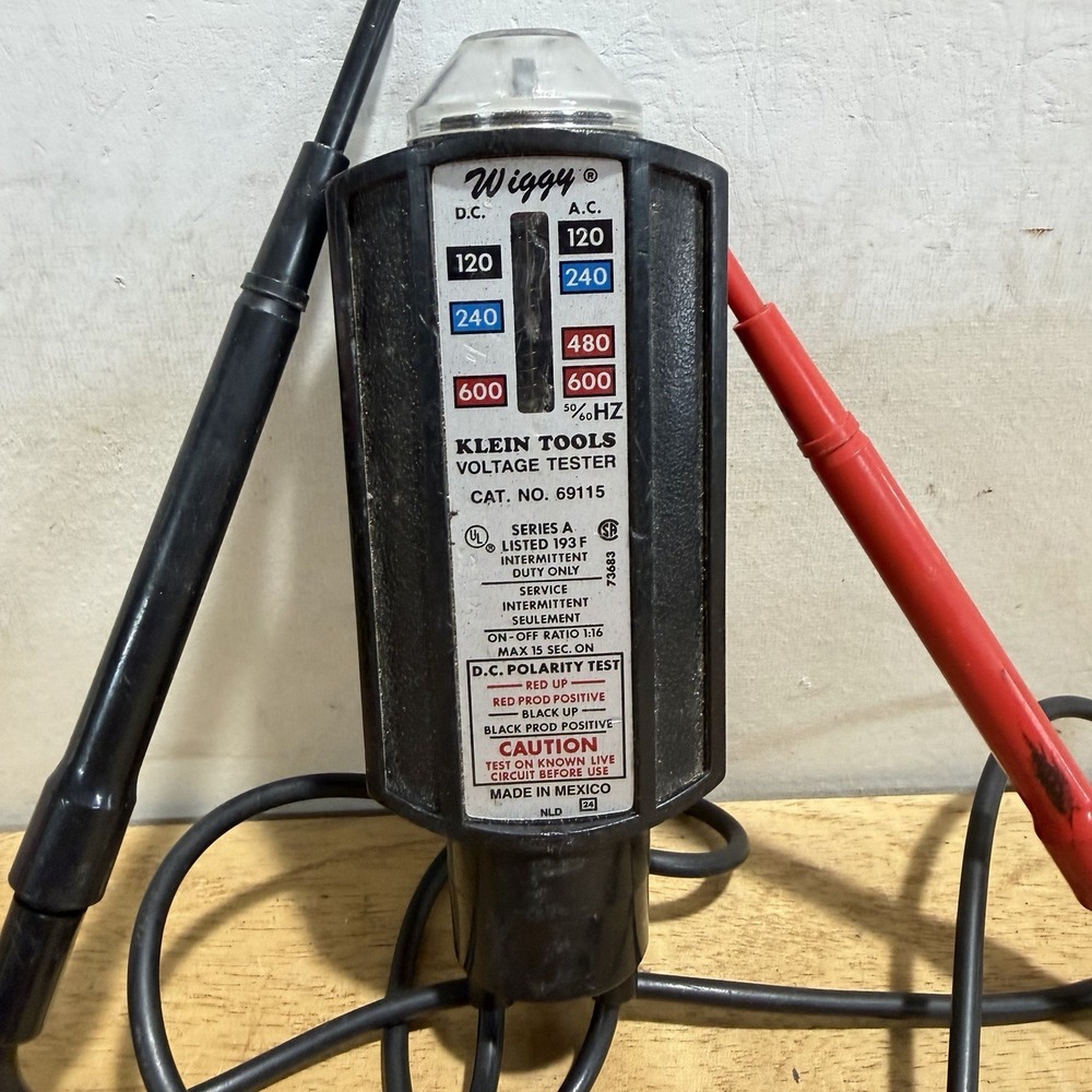 Klein Tools WIGGY DC AC Voltage Tester 69115 Analog 120-600V Range Handheld - Picture 2 of 4